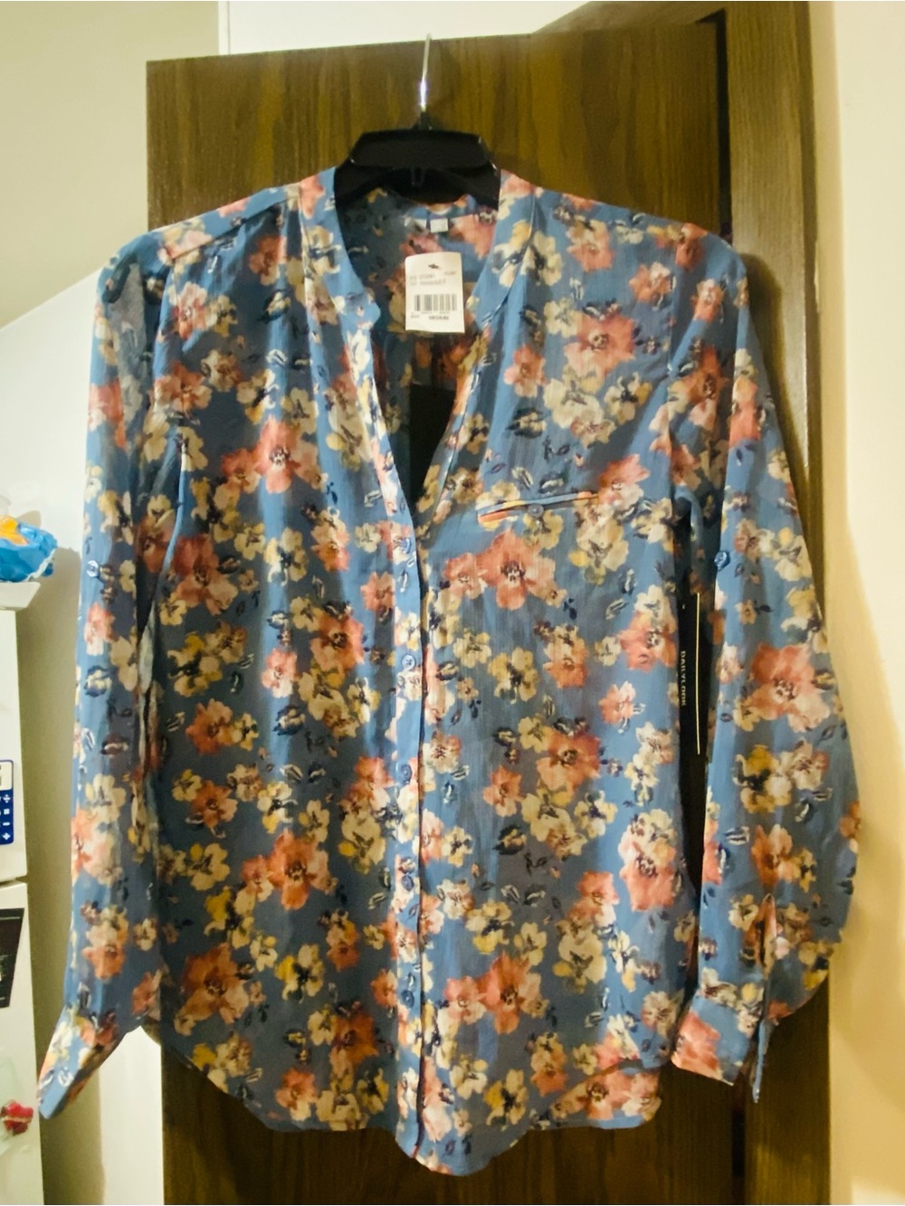 Kut from the Kloth Blue Floral Button-Down Shirt